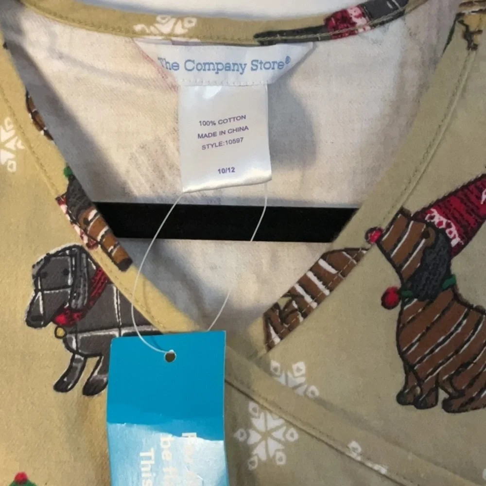 NWT Company Store Dapper Dogs Christmas matching kids nightgown & dog pj